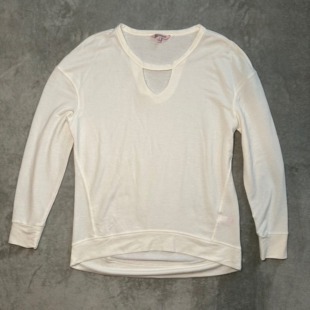 Juicy Couture Shirt Women Size S White Key‎ Hole Neck Preppy Academia Stretch